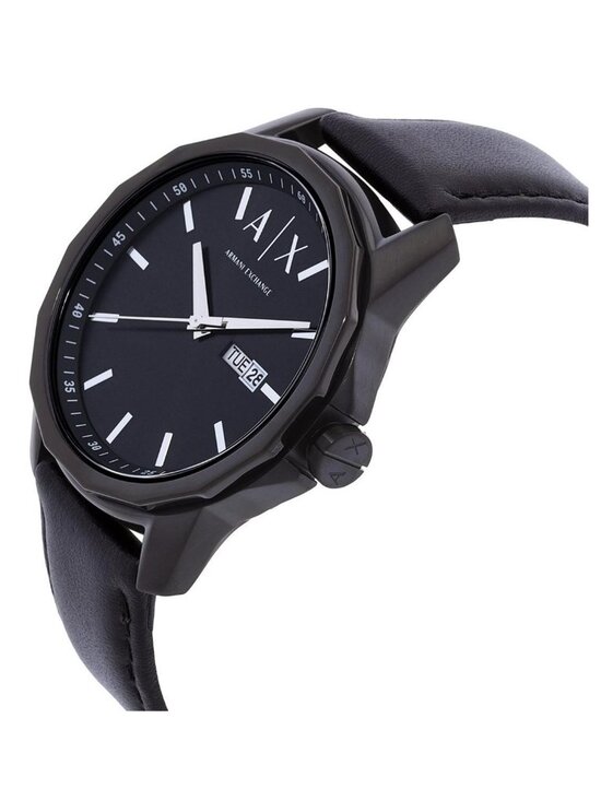 NWT Armani Exchange Three Hand Day-Date Quartz Black Dial Men\'s Watch